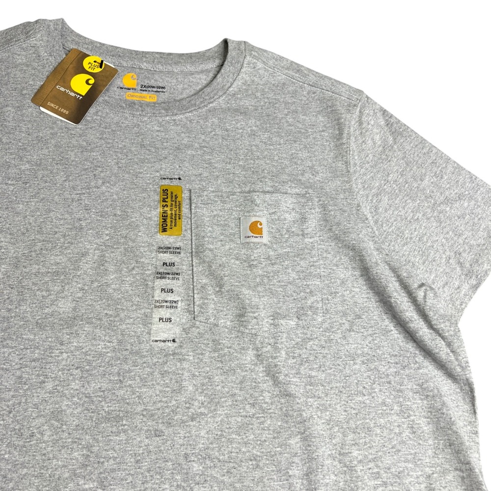 Carhartt Womens 2X Plus Fit Pocket T-Shirt Heather Gray 103067 034 NWT